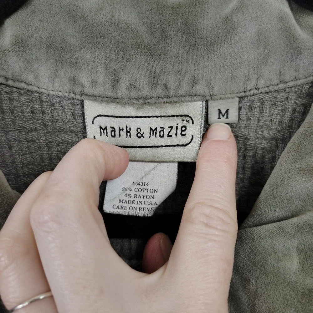 Mark & Mazie Green‎ Shacket Womens M Velvet Corduroy Lagenlook Woodland Fairy